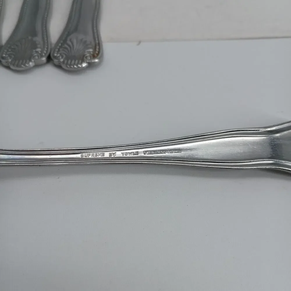 6X DF TOWLE Supreme STUART Shell Stainless Dinner Forks